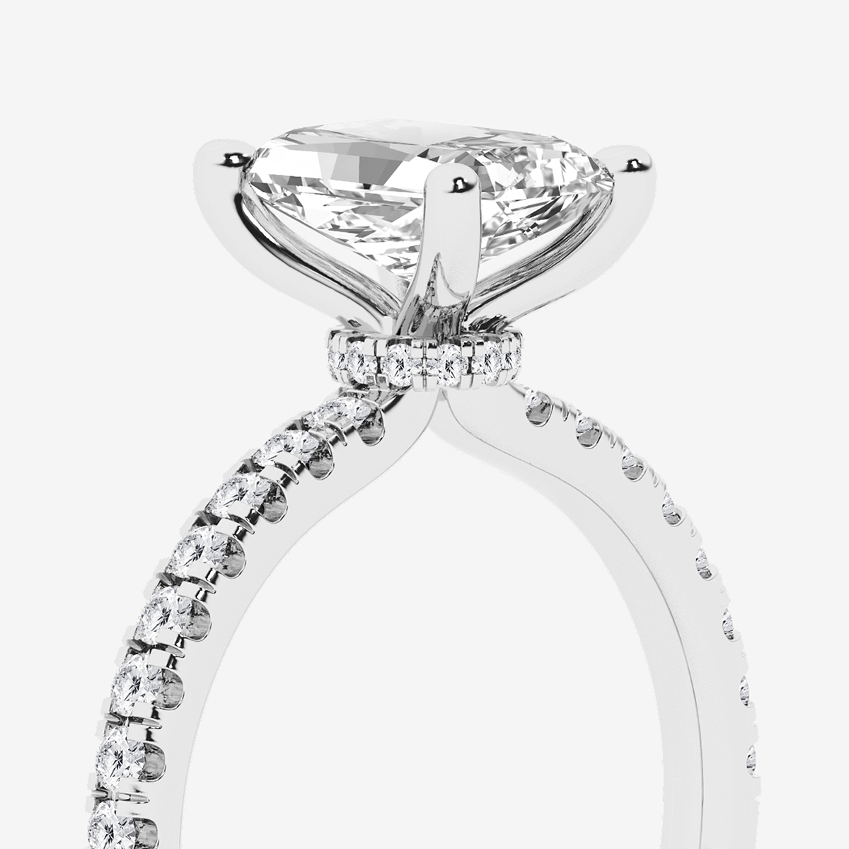Additional Image 2 for  1 7/8 ctw Radiant Lab Grown Diamond Hidden Halo Engagement Ring