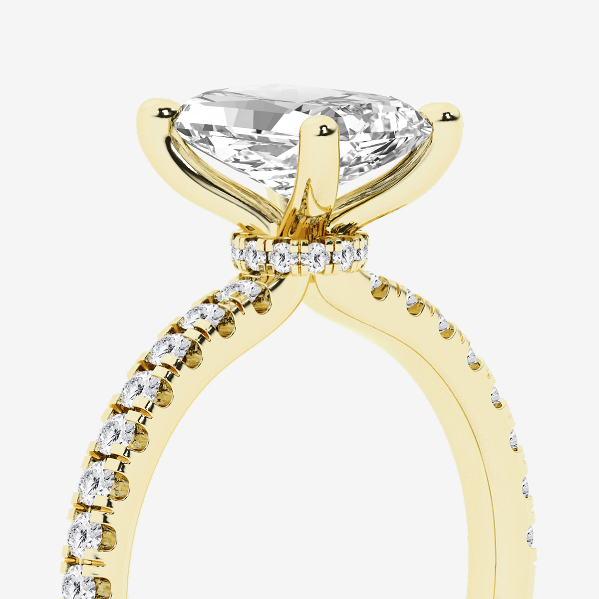 Additional Image 2 for  1 7/8 ctw Radiant Lab Grown Diamond Hidden Halo Engagement Ring