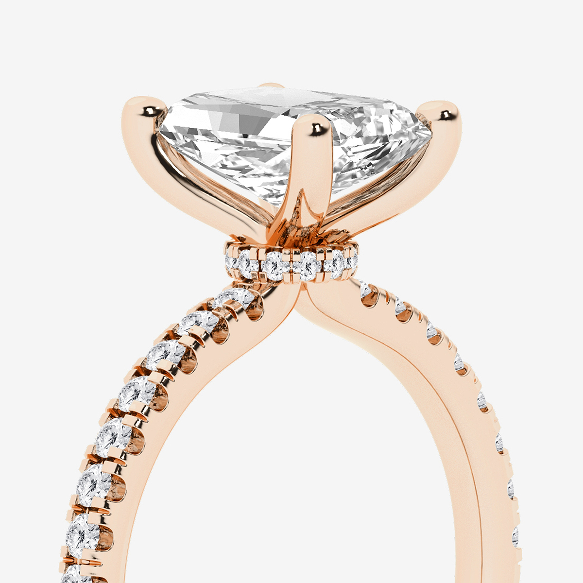 Additional Image 2 for  2 1/2 ctw Radiant Lab Grown Diamond Hidden Halo Engagement Ring