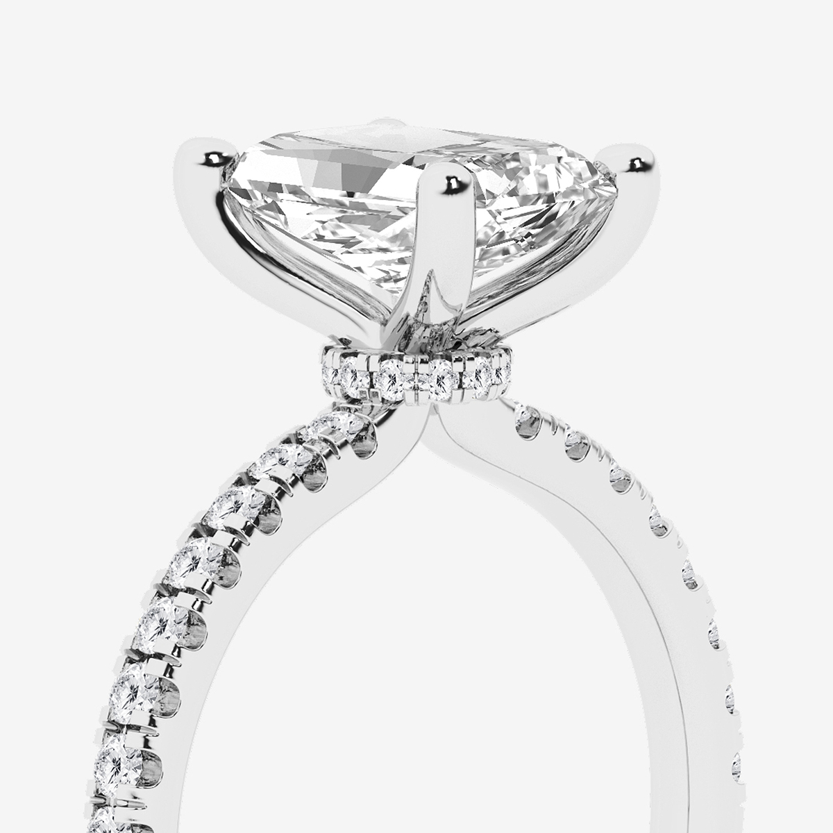 Additional Image 2 for  2 1/2 ctw Radiant Lab Grown Diamond Hidden Halo Engagement Ring