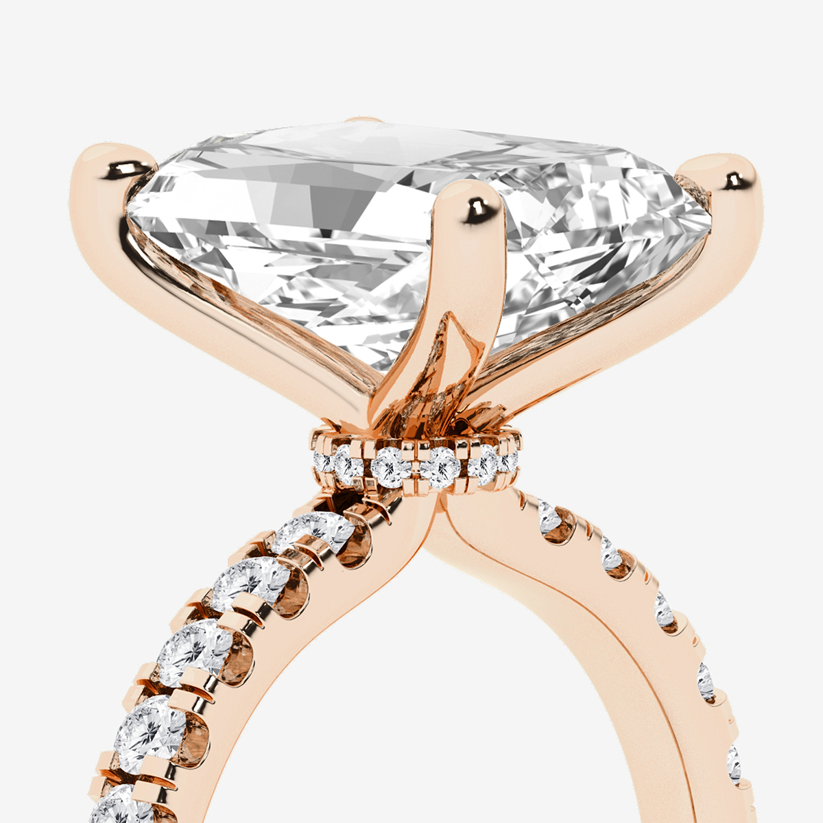Additional Image 2 for  6 1/2 ctw Radiant Lab Grown Diamond Hidden Halo Engagement Ring