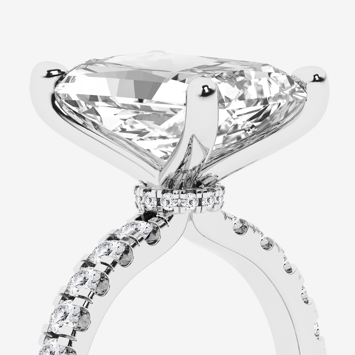 Additional Image 2 for  6 1/2 ctw Radiant Lab Grown Diamond Hidden Halo Engagement Ring