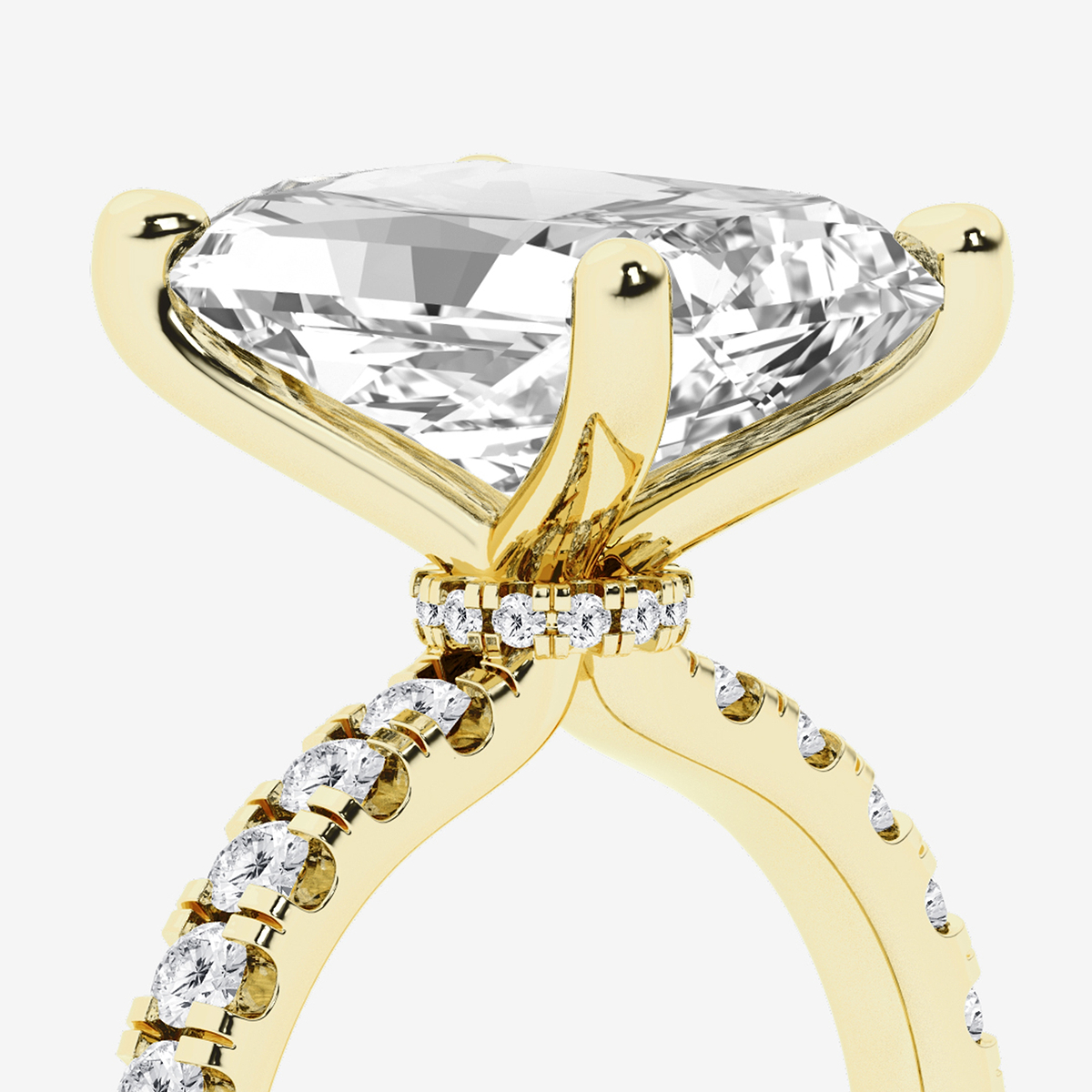 Additional Image 2 for  6 1/2 ctw Radiant Lab Grown Diamond Hidden Halo Engagement Ring