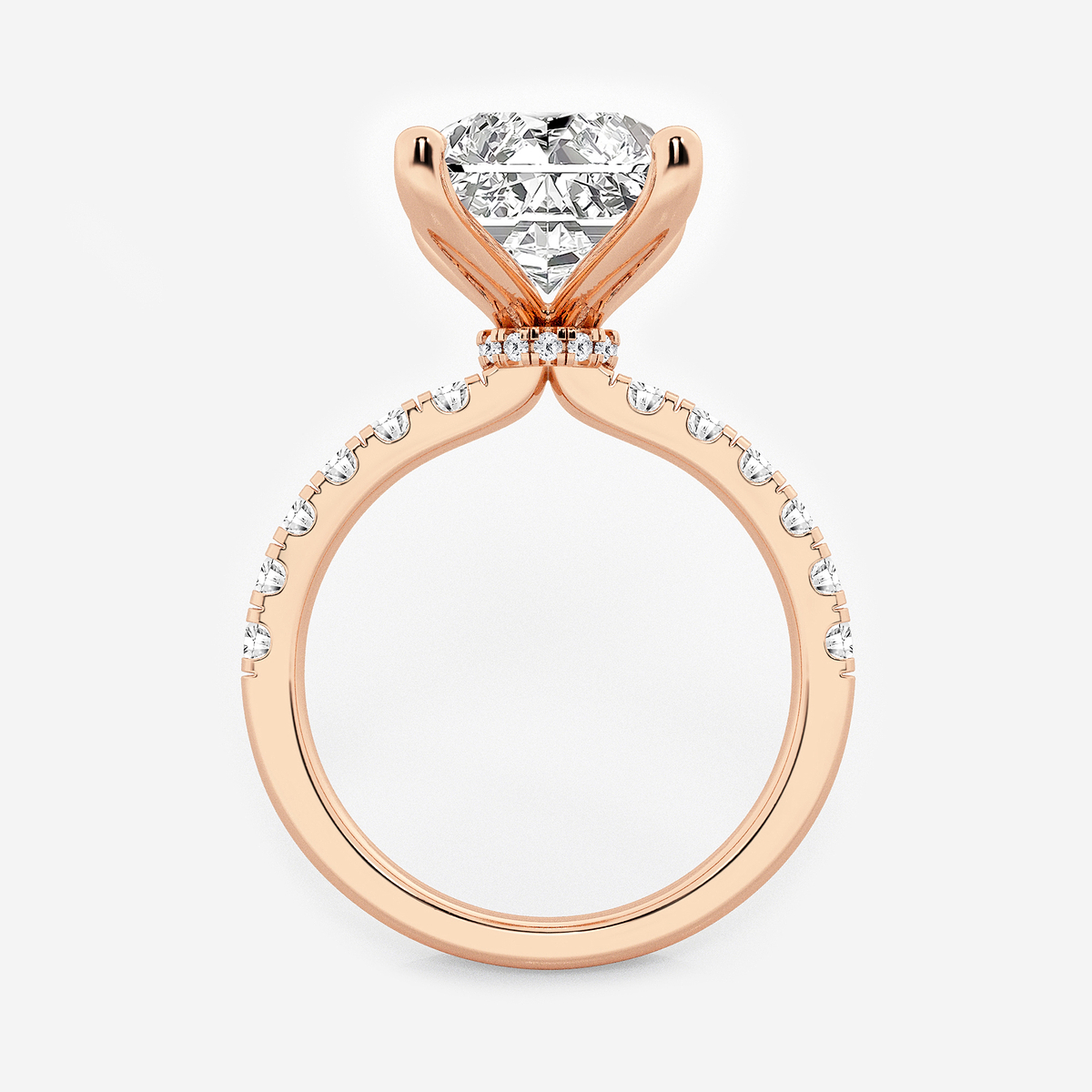 Additional Image 1 for  6 1/2 ctw Radiant Lab Grown Diamond Hidden Halo Engagement Ring