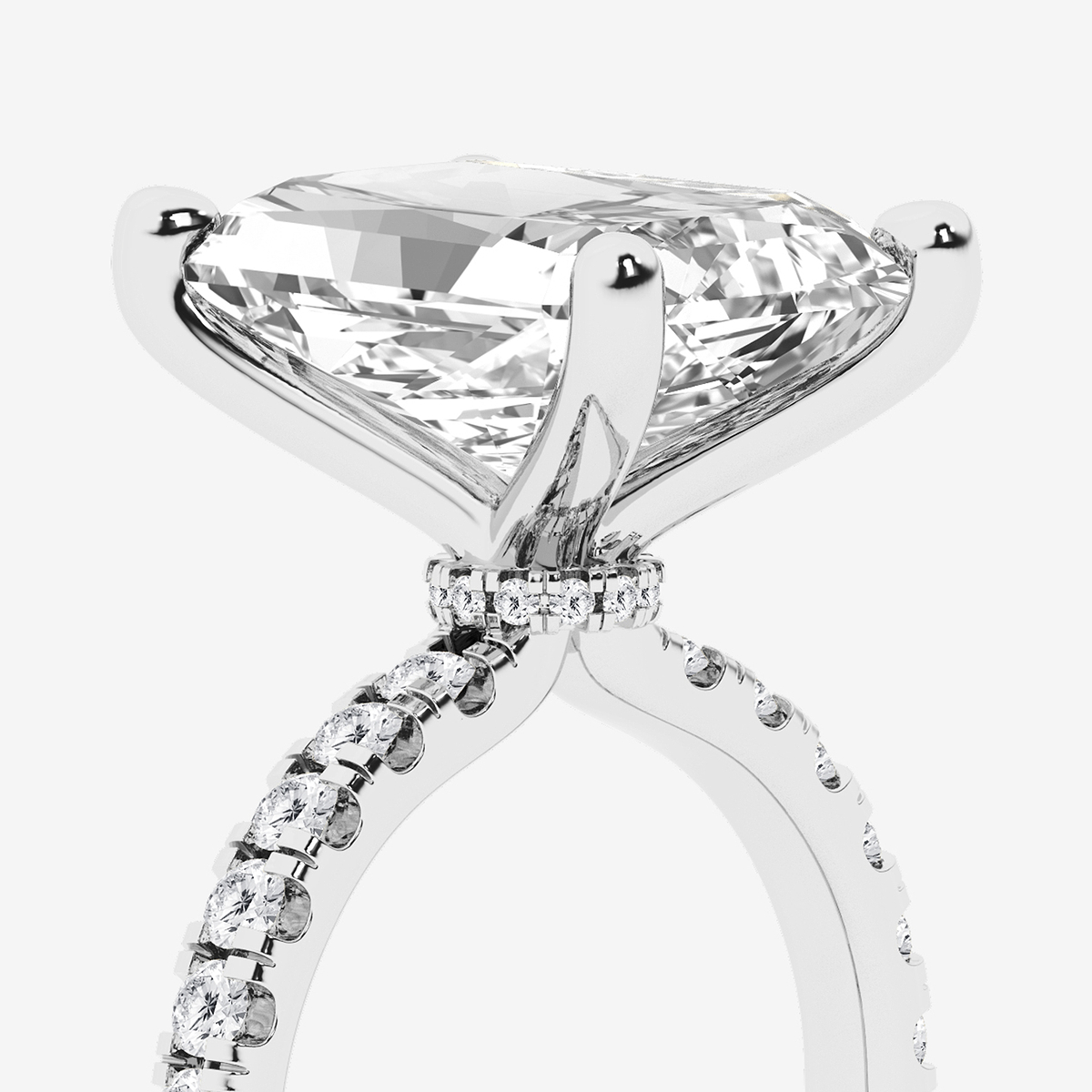 Additional Image 2 for  8 1/2 ctw Radiant Lab Grown Diamond Hidden Halo Engagement Ring