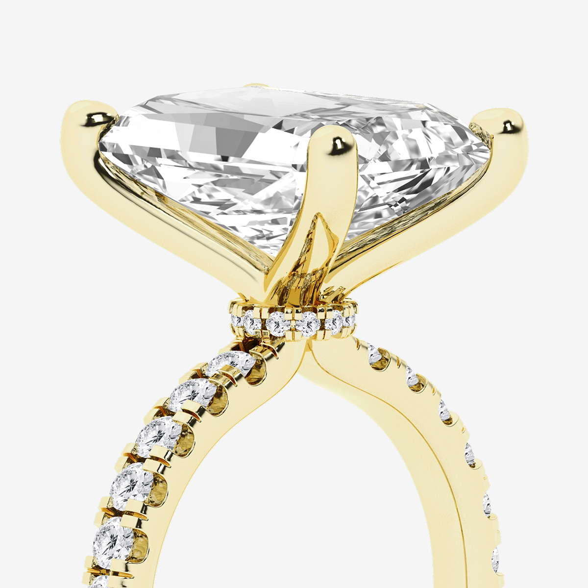 Additional Image 2 for  8 1/2 ctw Radiant Lab Grown Diamond Hidden Halo Engagement Ring