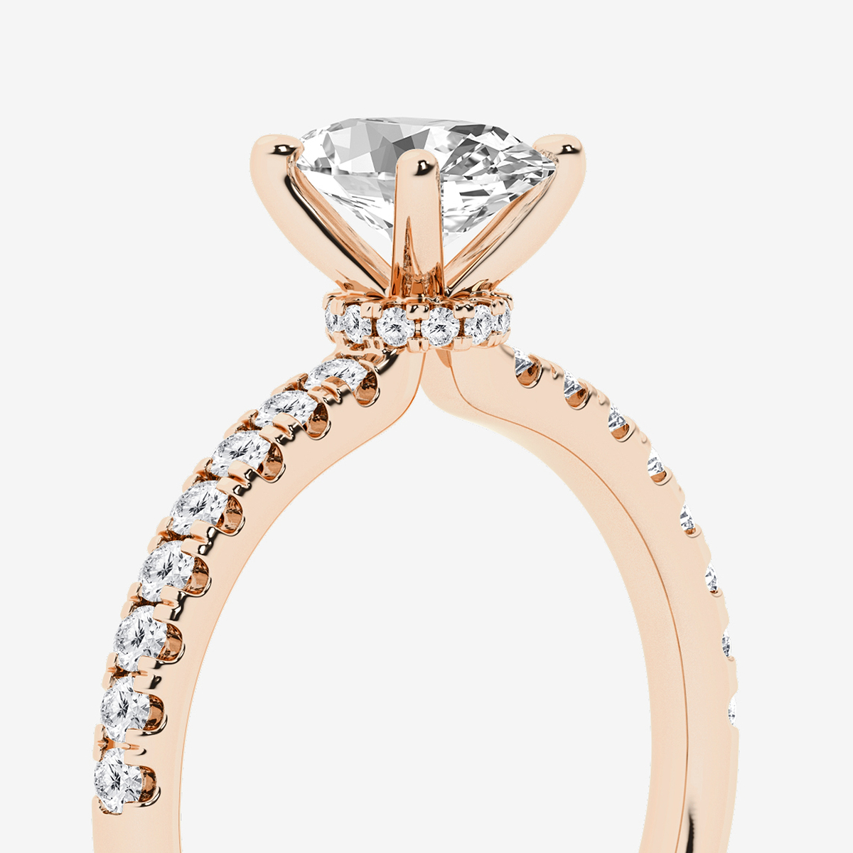 Additional Image 2 for  1 1/3 ctw Oval Lab Grown Diamond Hidden Halo Engagement Ring