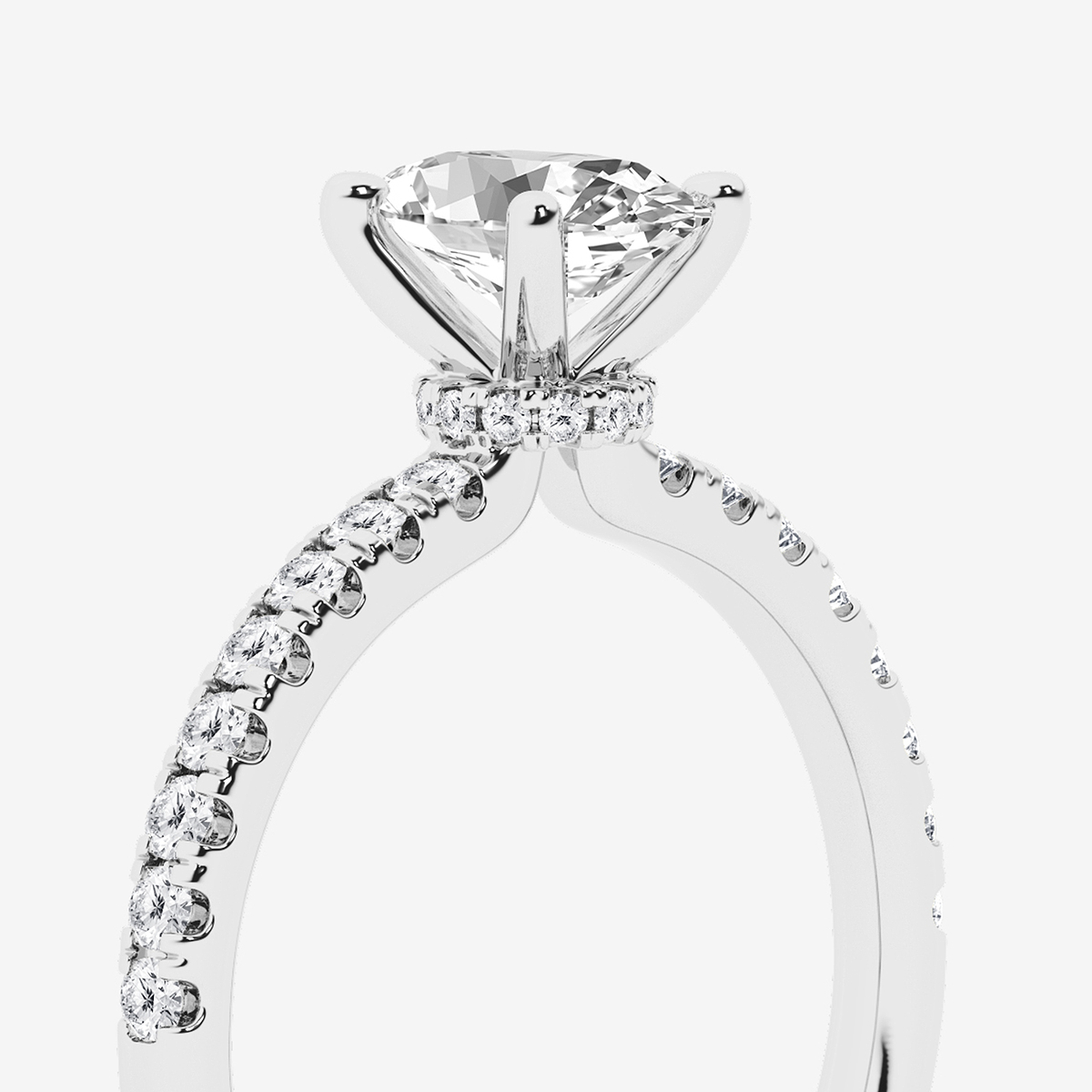 Additional Image 2 for  1 1/3 ctw Oval Lab Grown Diamond Hidden Halo Engagement Ring