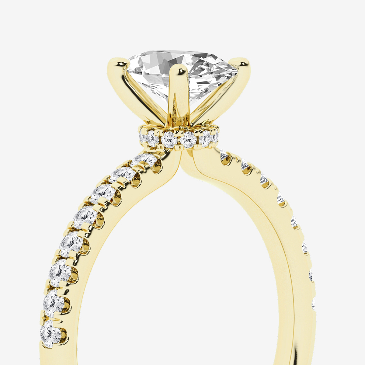 Additional Image 2 for  1 1/3 ctw Oval Lab Grown Diamond Hidden Halo Engagement Ring