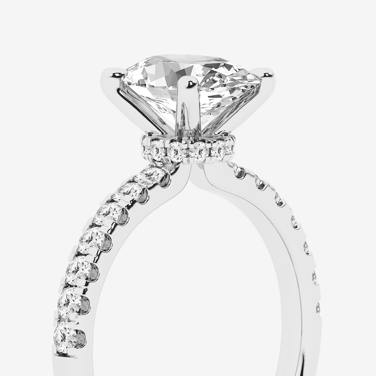Additional Image 2 for  2 1/2 ctw Oval Lab Grown Diamond Hidden Halo Engagement Ring