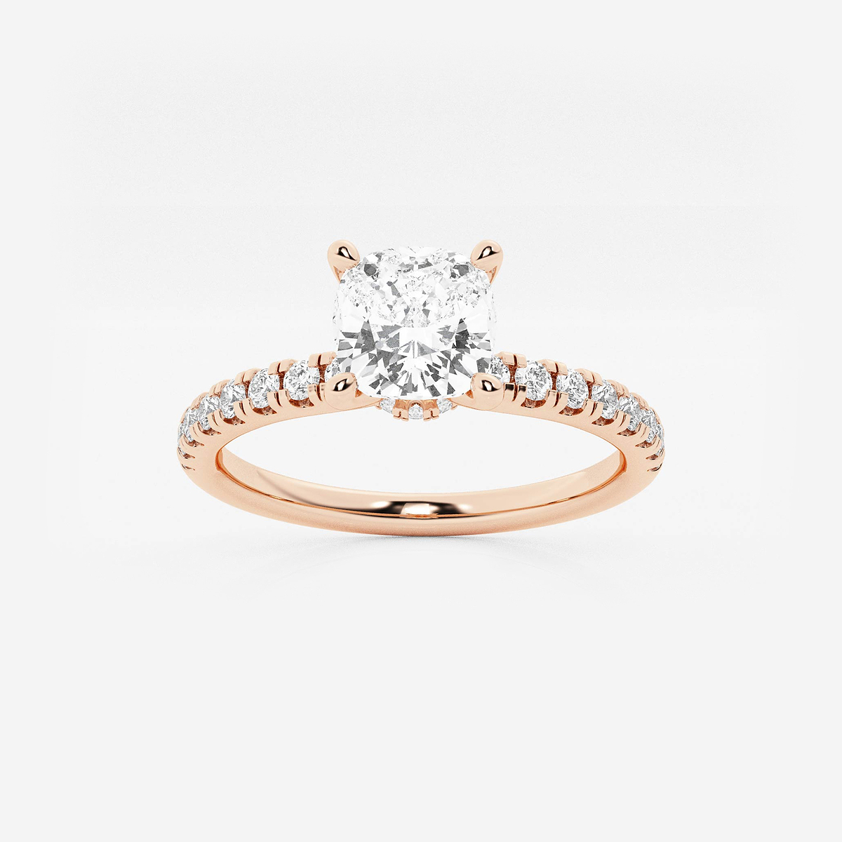 1 1/3 ctw Cushion Lab Grown Diamond Hidden Halo Engagement Ring