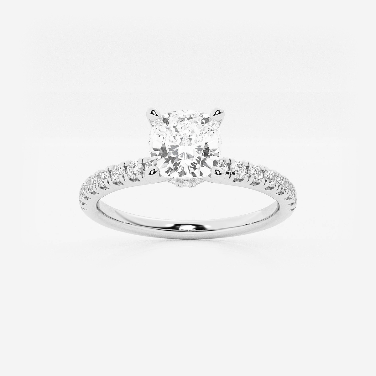 1 1/3 ctw Cushion Lab Grown Diamond Hidden Halo Engagement Ring
