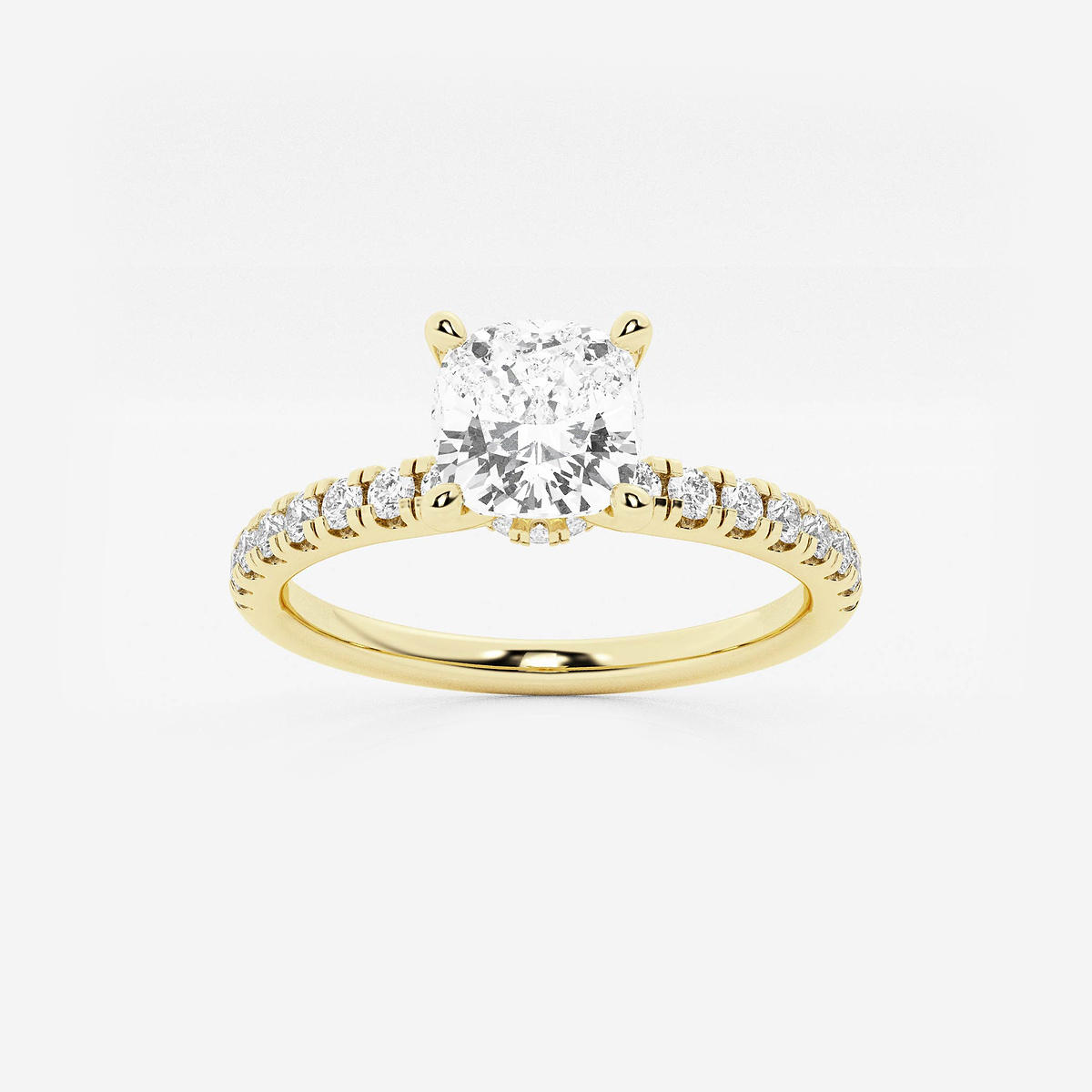 1 1/3 ctw Cushion Lab Grown Diamond Hidden Halo Engagement Ring