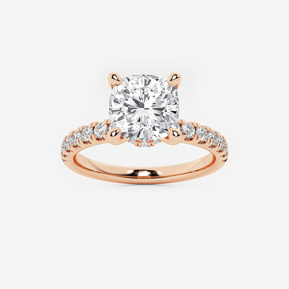 2 1/2 ctw Cushion Lab Grown Diamond Hidden Halo Engagement Ring