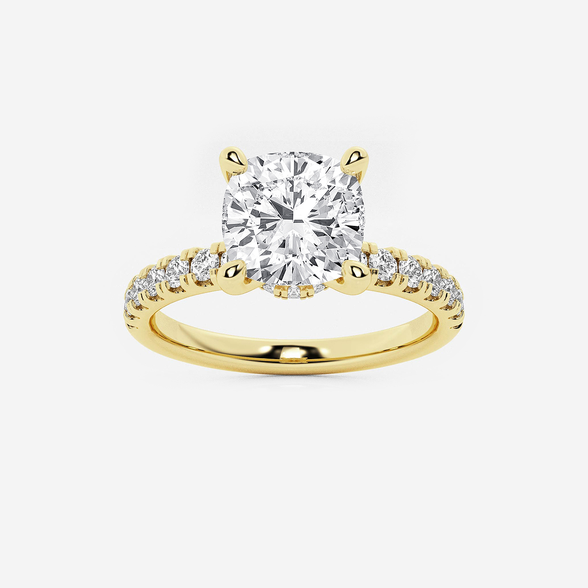 2 1/2 ctw Cushion Lab Grown Diamond Hidden Halo Engagement Ring