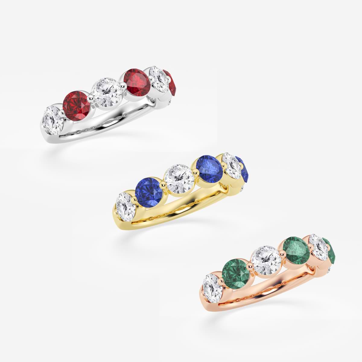 Additional Image 2 for  4.7 mm Round Cut Created Ruby and 1 7/8 ctw Round Lab Grown Diamond Anniversary Band