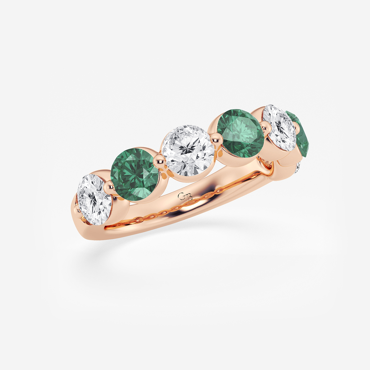 Additional Image 1 for  4.7 mm Round Cut Created Emerald and 1 7/8 ctw Round Lab Grown Diamond Anniversary Band