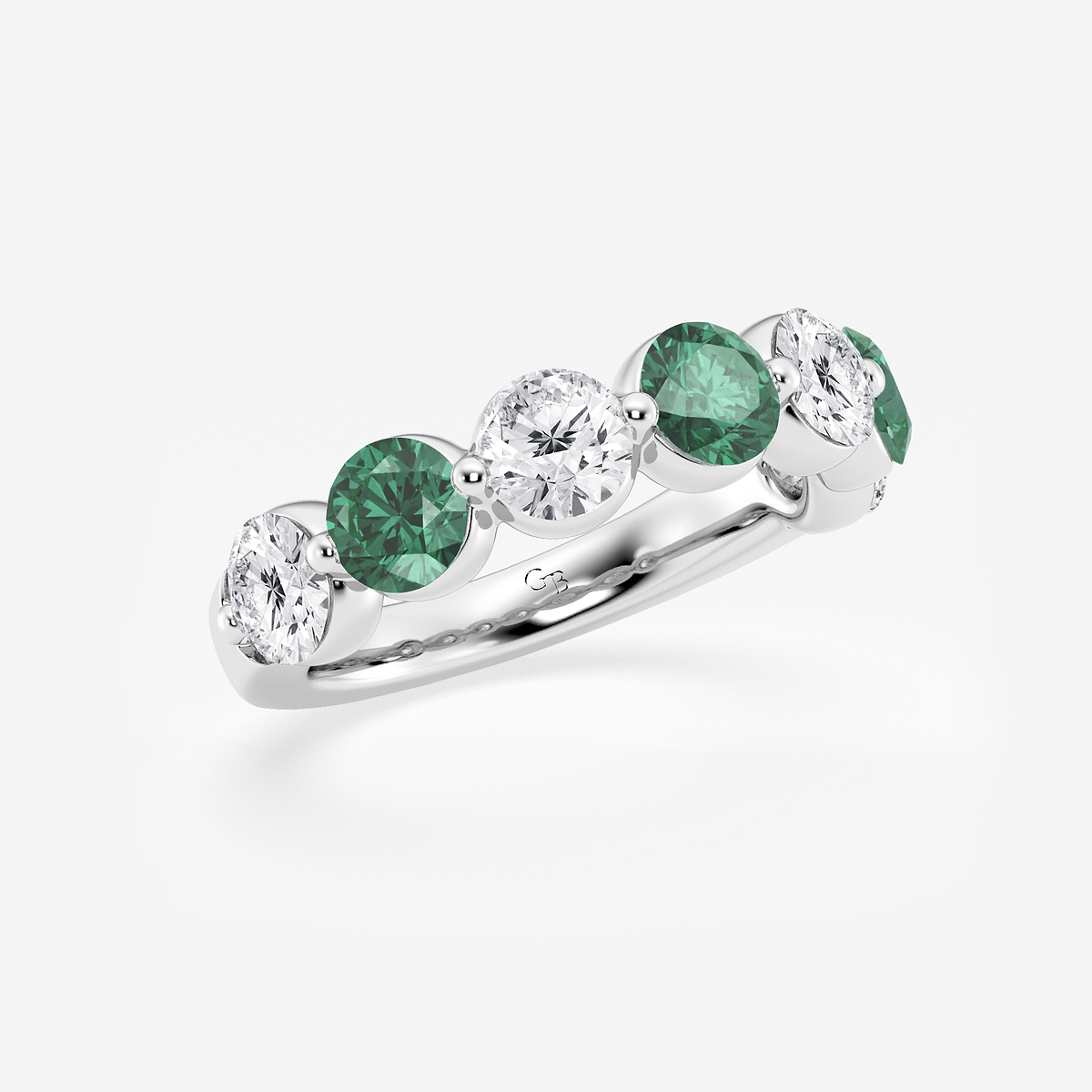 Additional Image 1 for  4.7 mm Round Cut Created Emerald and 1 7/8 ctw Round Lab Grown Diamond Anniversary Band