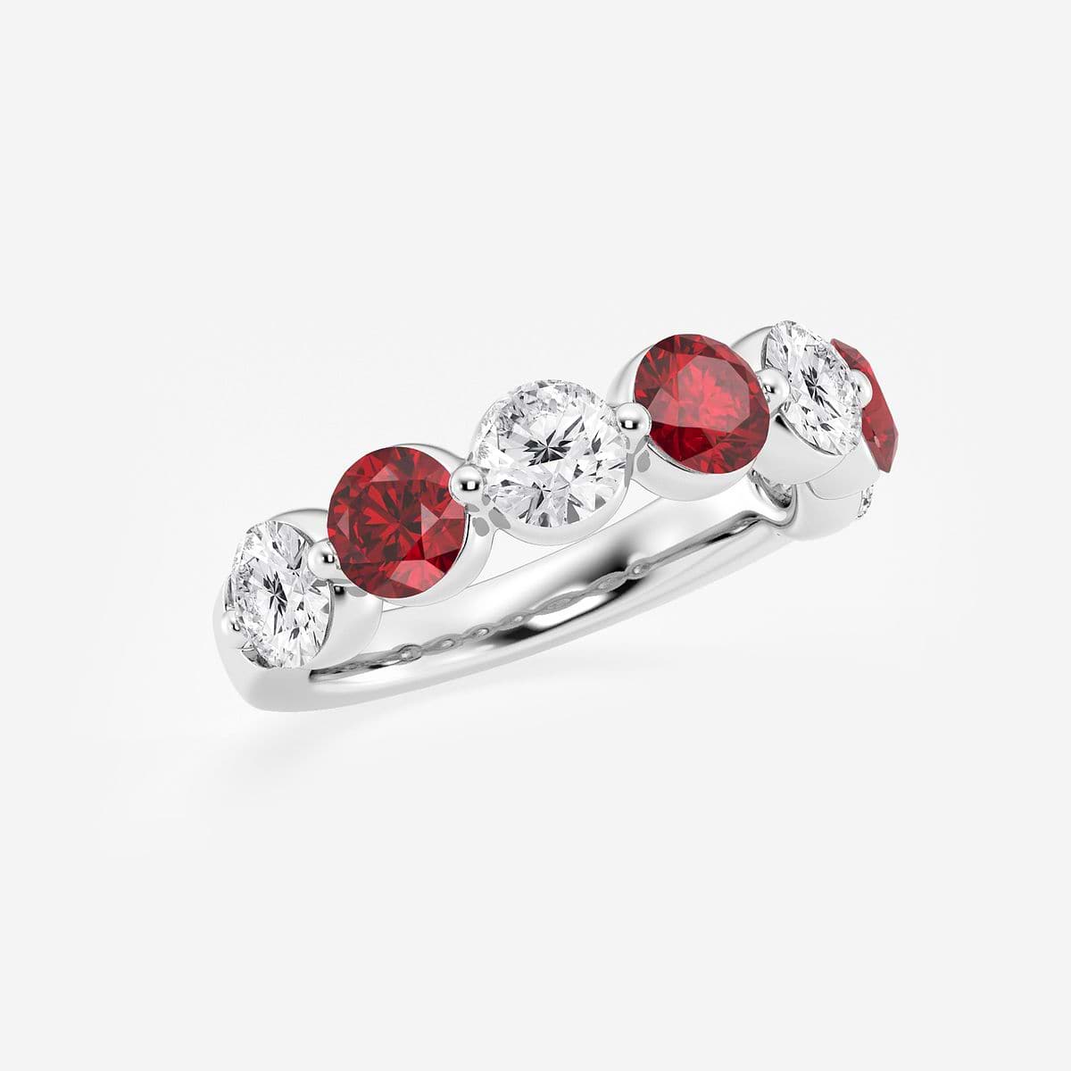 Additional Image 1 for  4.7 mm Round Cut Created Ruby and 1 7/8 ctw Round Lab Grown Diamond Anniversary Band