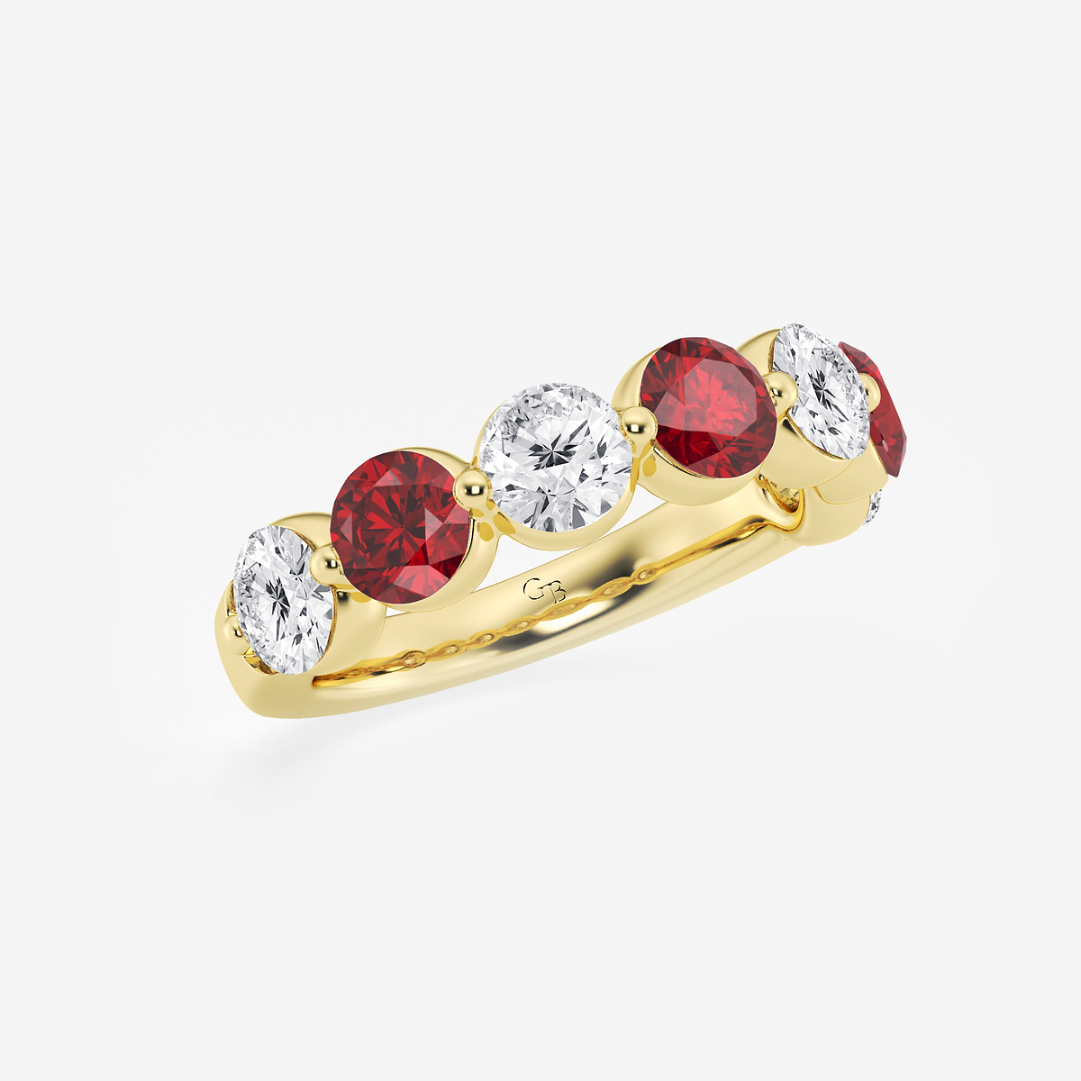 Additional Image 1 for  4.7 mm Round Cut Created Ruby and 1 7/8 ctw Round Lab Grown Diamond Anniversary Band