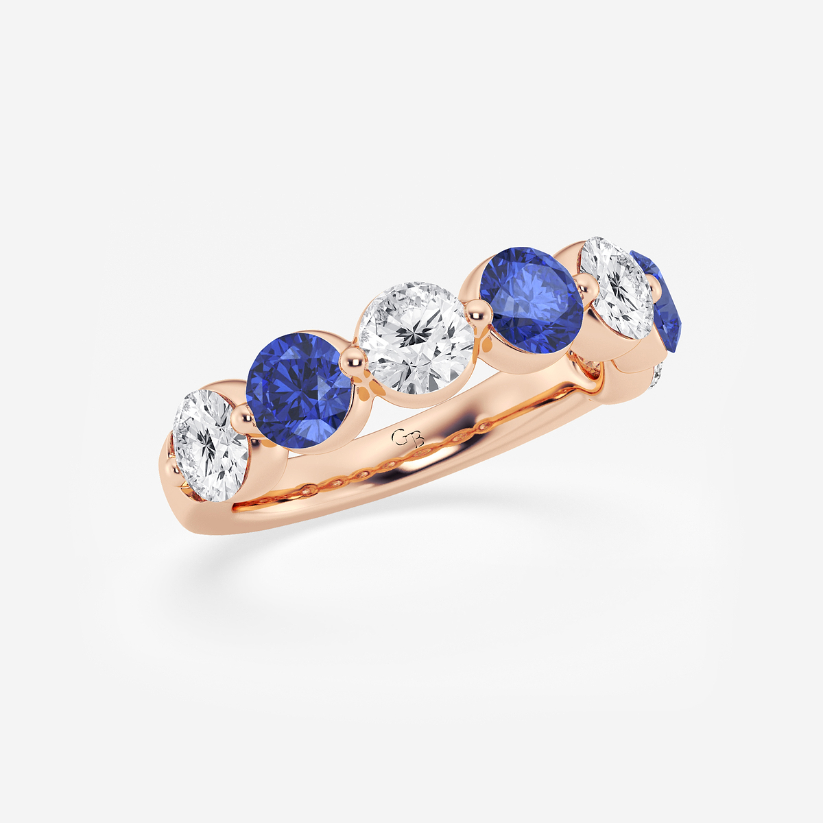 Additional Image 1 for  4.7 mm Round Cut Created Sapphire and 1 7/8 ctw Round Lab Grown Diamond Anniversary Band