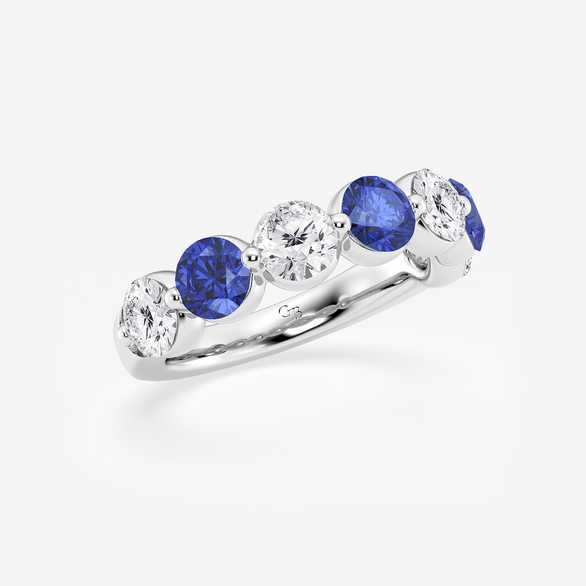 Additional Image 1 for  4.7 mm Round Cut Created Sapphire and 1 7/8 ctw Round Lab Grown Diamond Anniversary Band