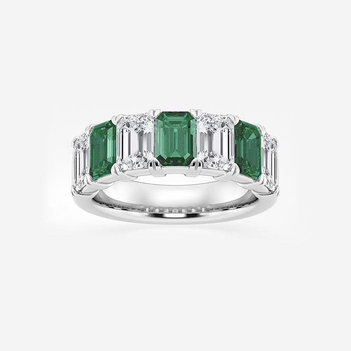 Alternating Seven Stone Emerald Anniversary Band