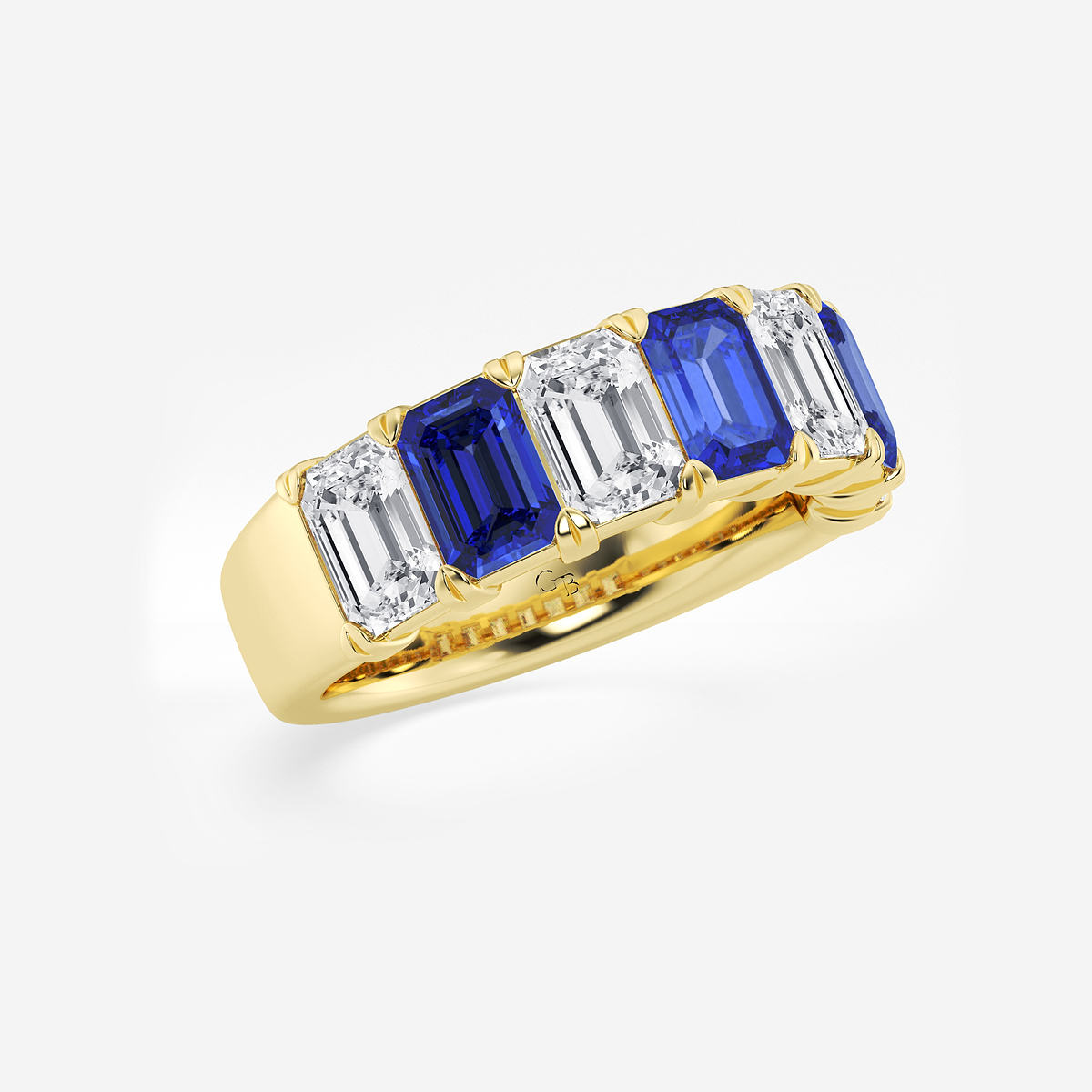 Additional Image 1 for  6 x 4 mm Emerald Cut Created Sapphire and 2 7/8 ctw Emerald Lab Grown Diamond Anniversary Band