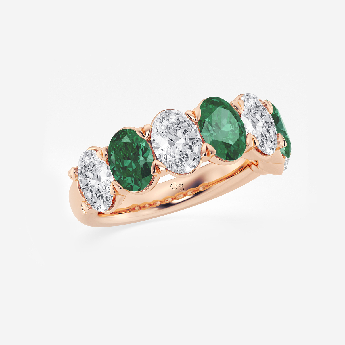 Additional Image 1 for  7 x 5 mm Oval Cut Created Emerald and 2 7/8 ctw Oval Lab Grown Diamond Anniversary Band
