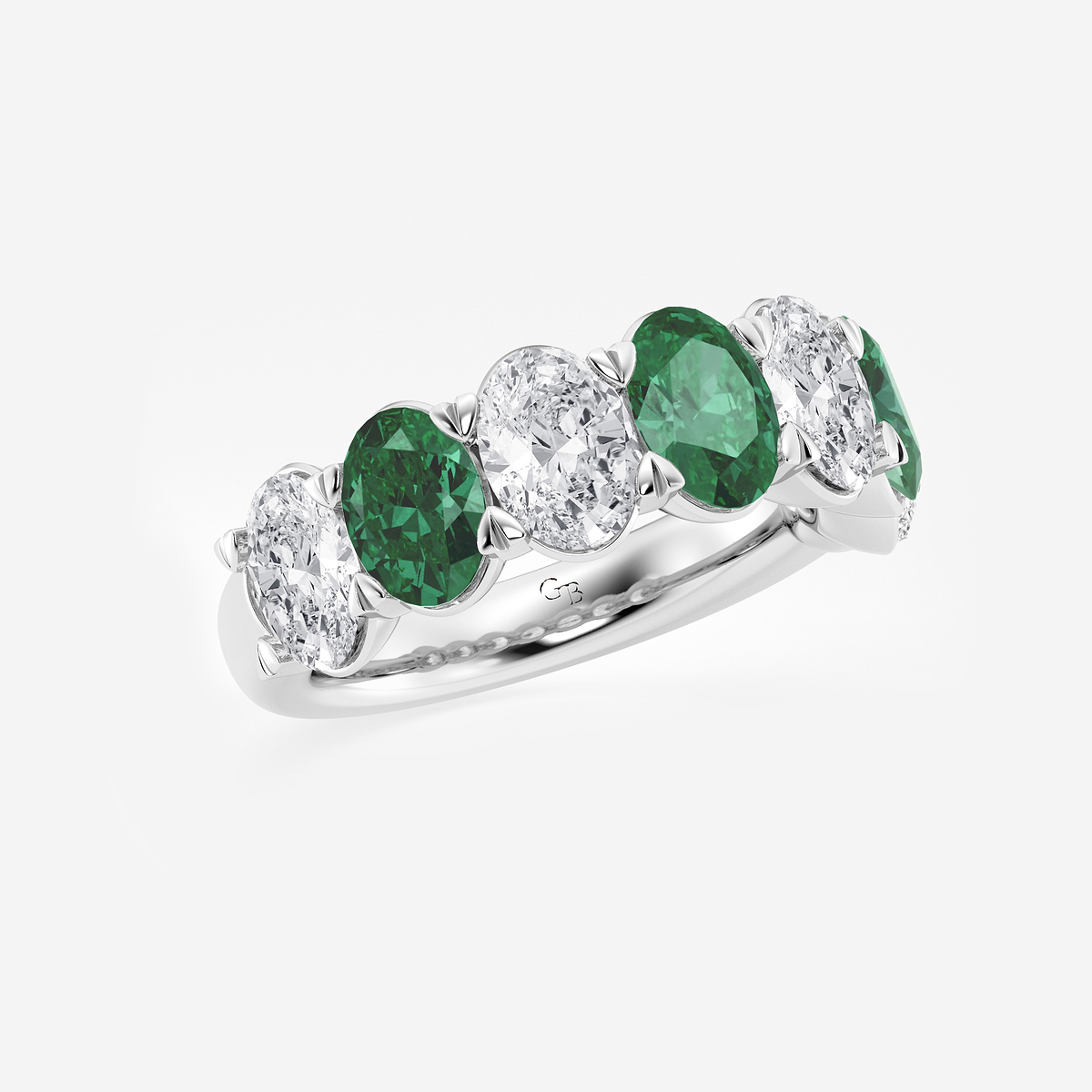 Additional Image 1 for  7 x 5 mm Oval Cut Created Emerald and 2 7/8 ctw Oval Lab Grown Diamond Anniversary Band