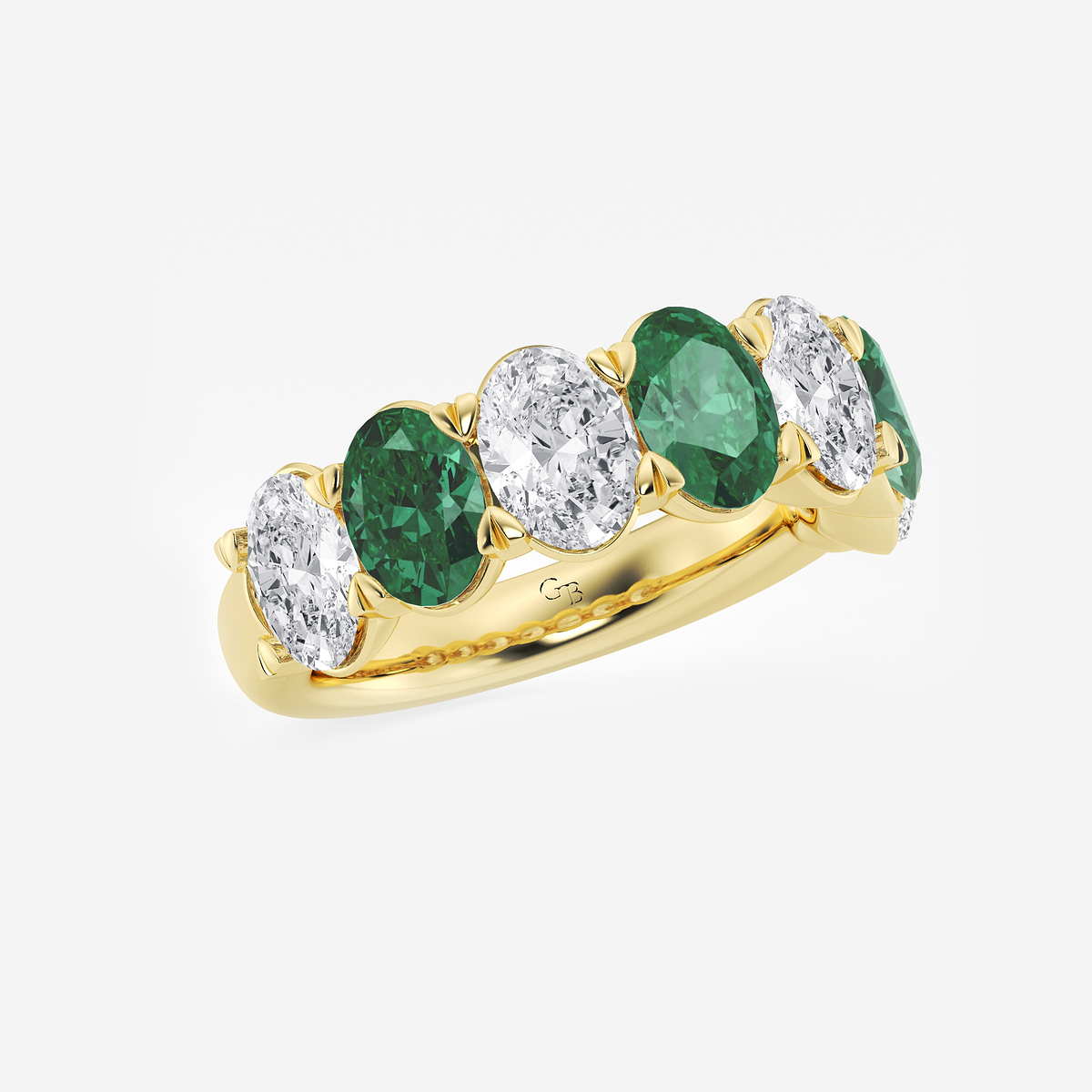Additional Image 1 for  7 x 5 mm Oval Cut Created Emerald and 2 7/8 ctw Oval Lab Grown Diamond Anniversary Band