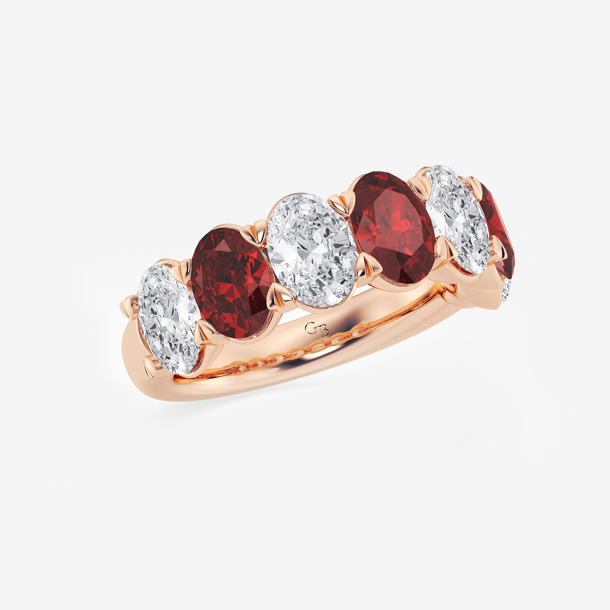 Additional Image 1 for  7 x 5 mm Oval Cut Created Ruby and 2 7/8 ctw Oval Lab Grown Diamond Anniversary Band