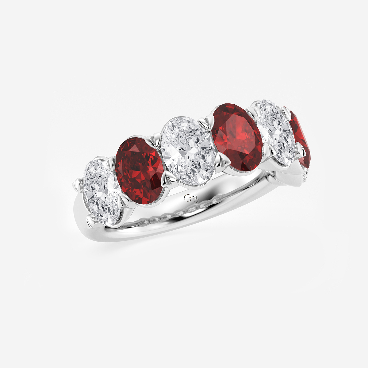 Additional Image 1 for  7 x 5 mm Oval Cut Created Ruby and 2 7/8 ctw Oval Lab Grown Diamond Anniversary Band