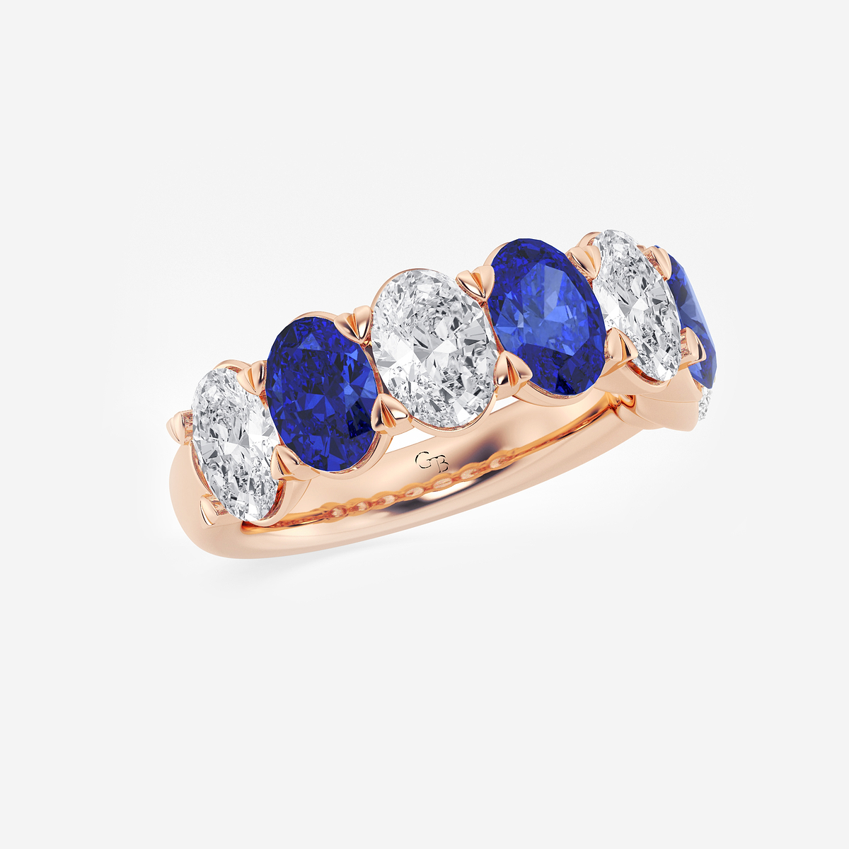 Additional Image 1 for  7 x 5 mm Oval Cut Created Sapphire and 2 7/8 ctw Oval Lab Grown Diamond Anniversary Band