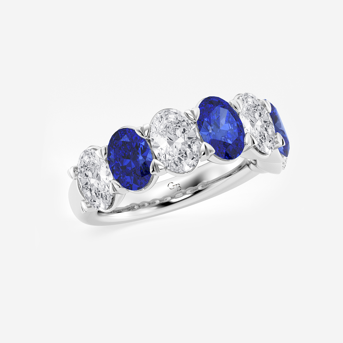 Additional Image 1 for  7 x 5 mm Oval Cut Created Sapphire and 2 7/8 ctw Oval Lab Grown Diamond Anniversary Band