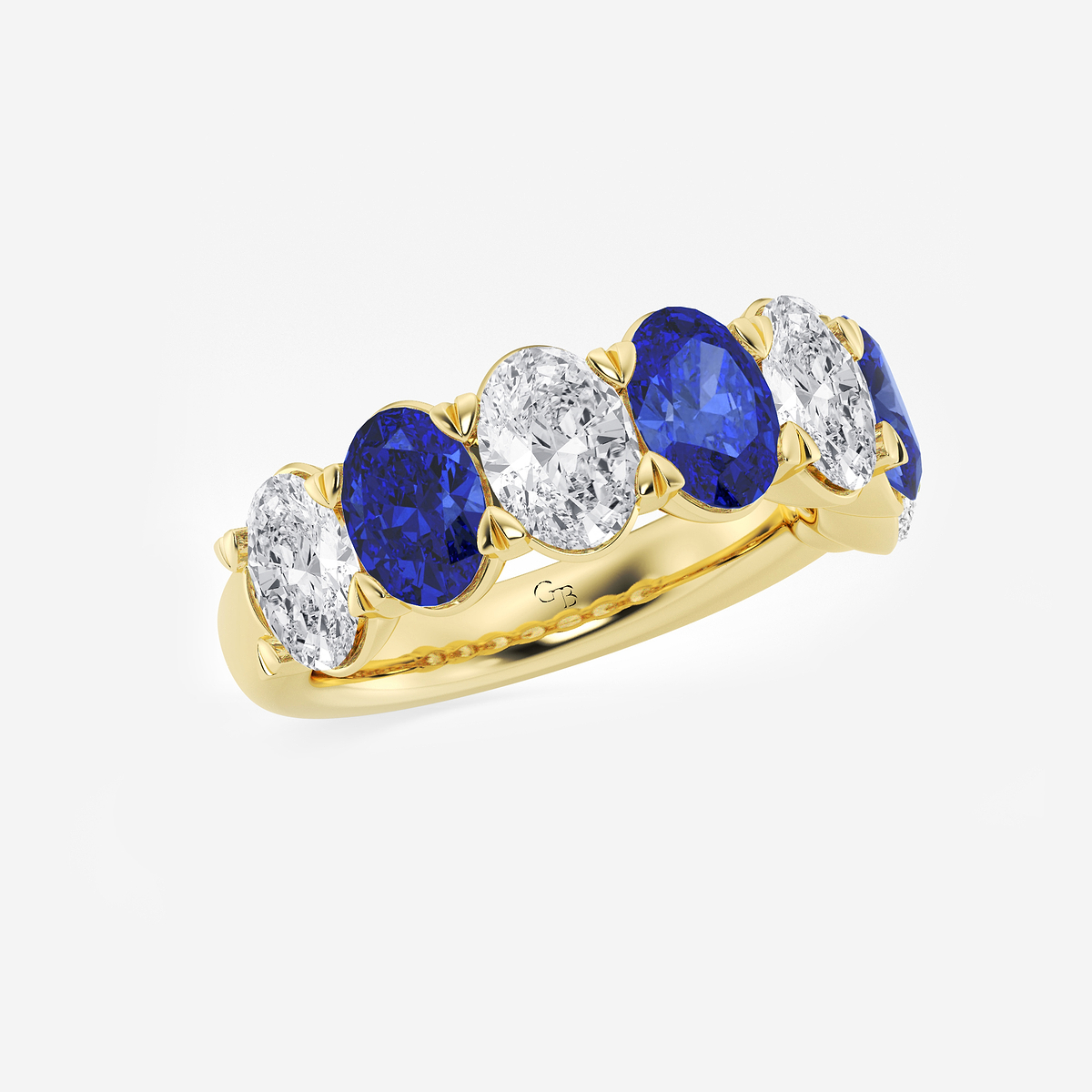 Additional Image 1 for  7 x 5 mm Oval Cut Created Sapphire and 2 7/8 ctw Oval Lab Grown Diamond Anniversary Band