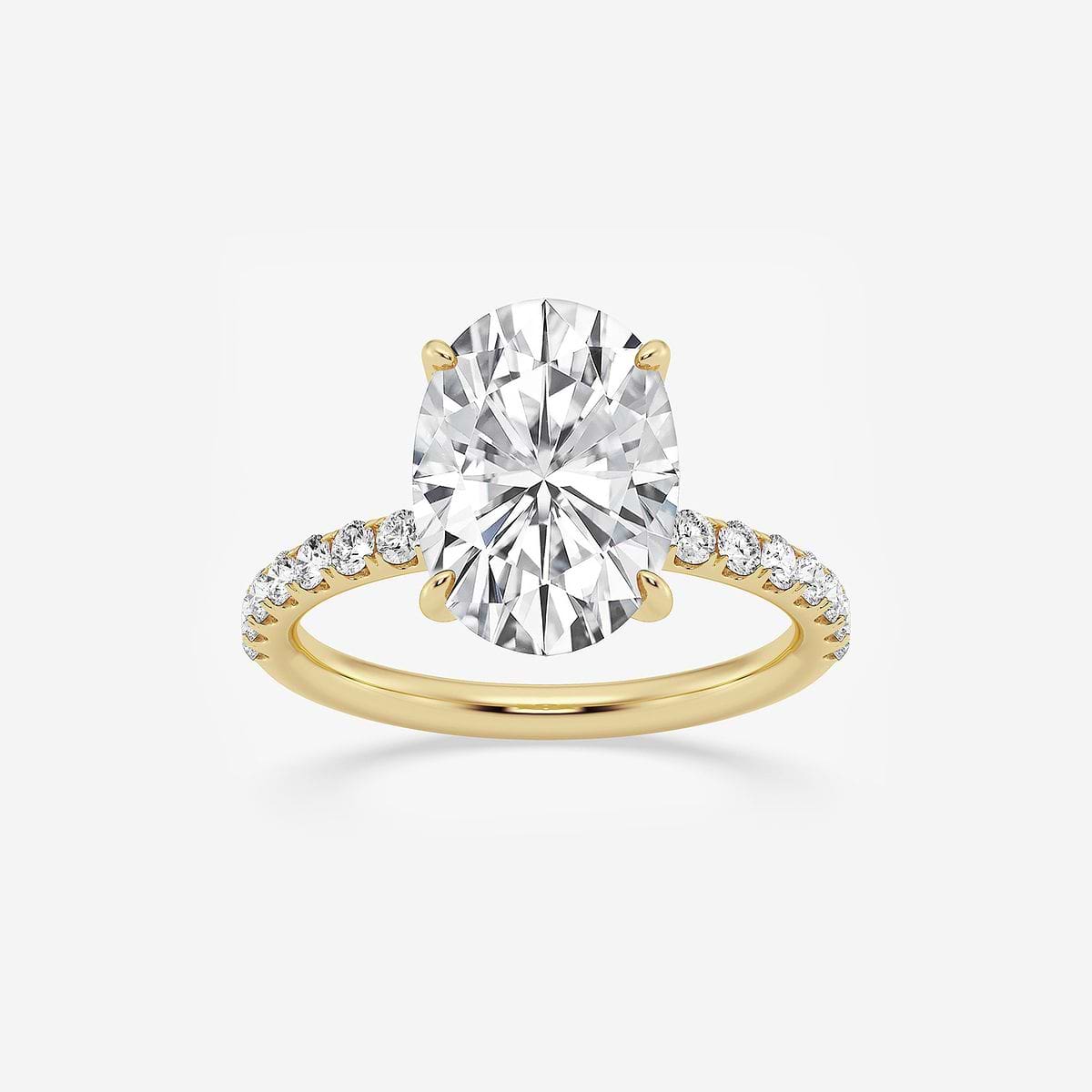 4 5/8 ctw Oval Lab Grown Diamond Hidden Halo Engagement Ring 14K Yellow Gold, D, VVS