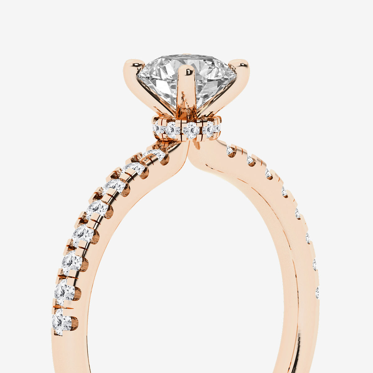 Additional Image 2 for  1 ctw Round Lab Grown Diamond Hidden Halo Engagement Ring
