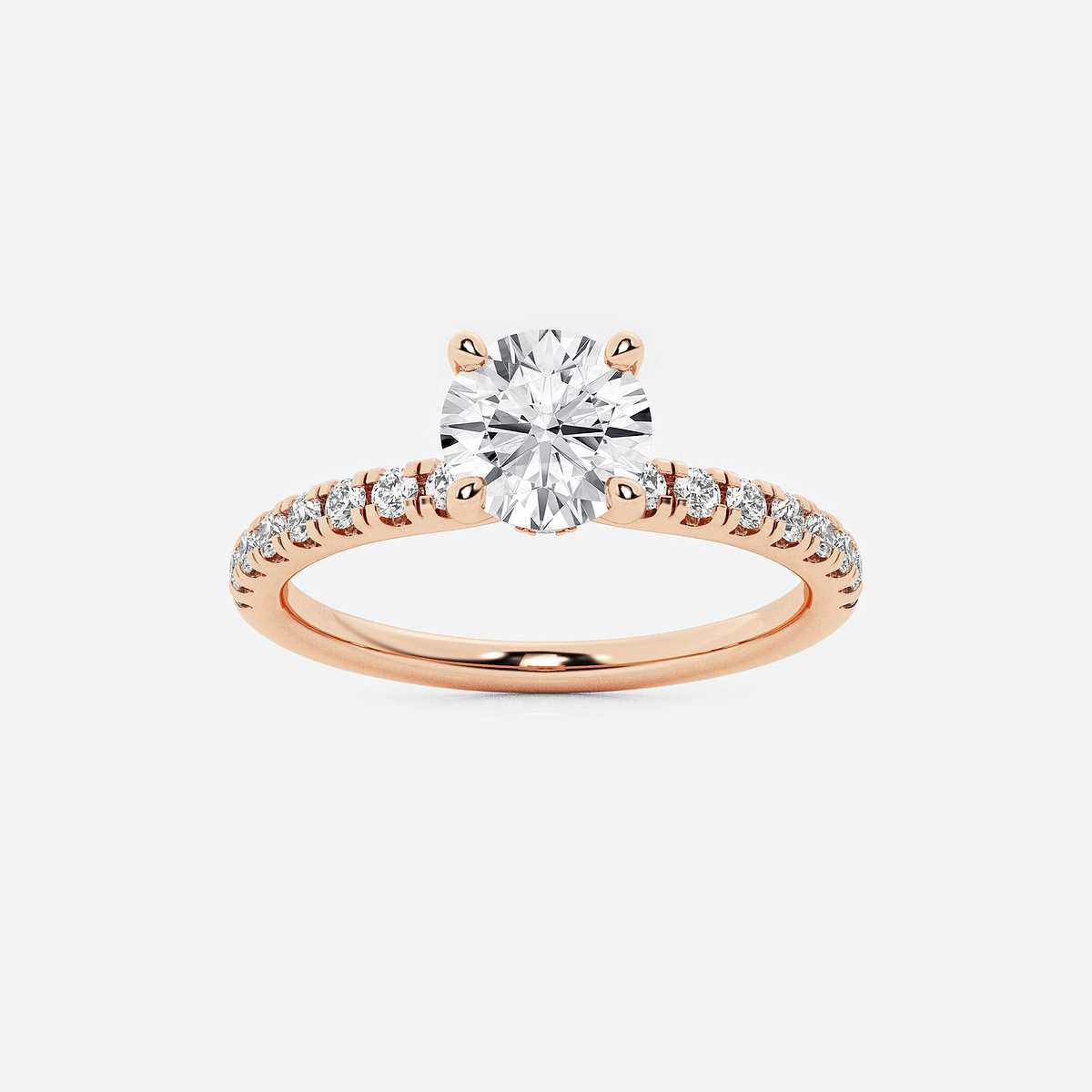 1 ctw Round Lab Grown Diamond Hidden Halo Engagement Ring