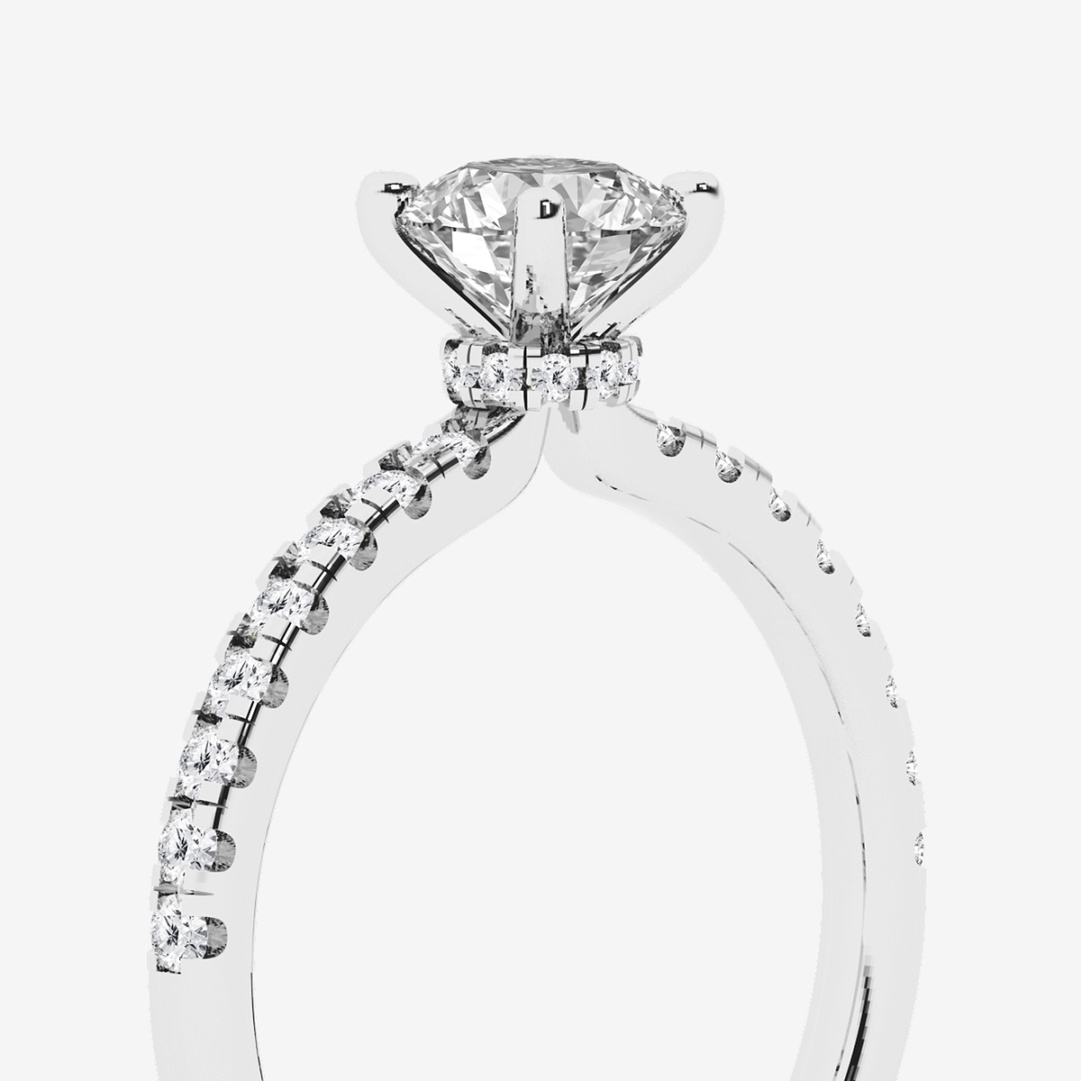 Additional Image 2 for  1 ctw Round Lab Grown Diamond Hidden Halo Engagement Ring