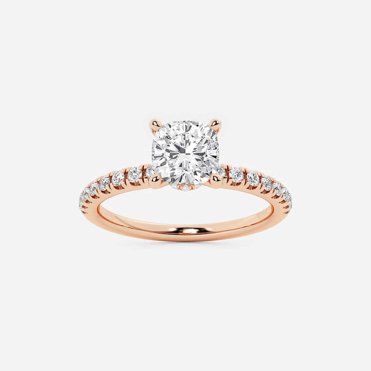 1 ctw Cushion Lab Grown Diamond Hidden Halo Engagement Ring