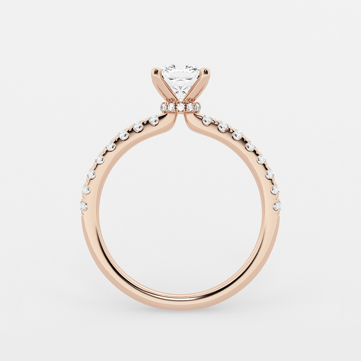 Additional Image 1 for  1 ctw Cushion Lab Grown Diamond Hidden Halo Engagement Ring