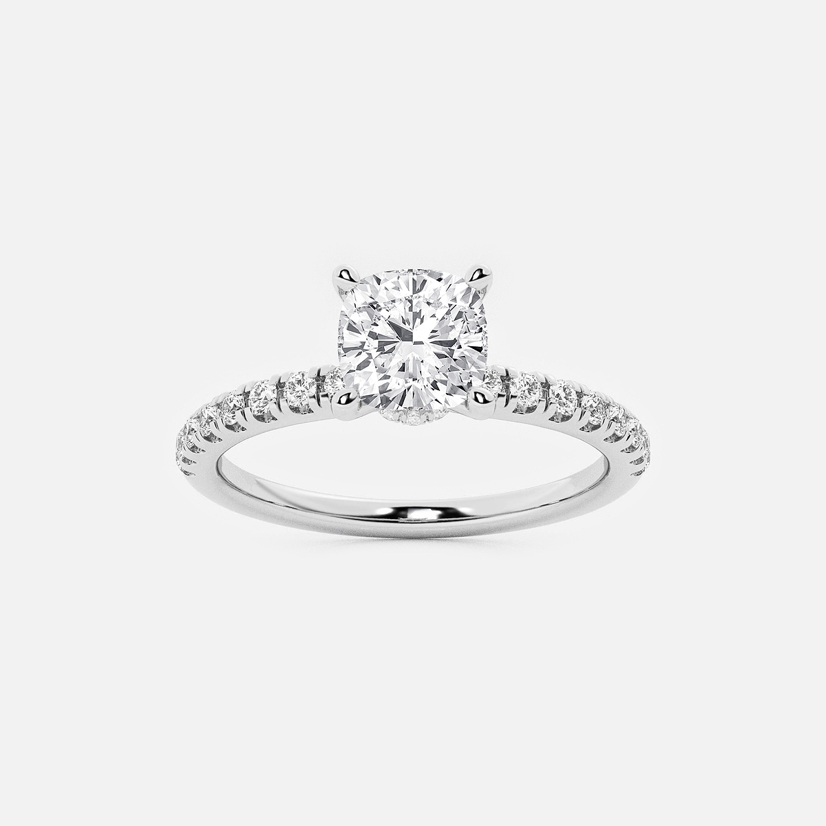 1 ctw Cushion Lab Grown Diamond Hidden Halo Engagement Ring