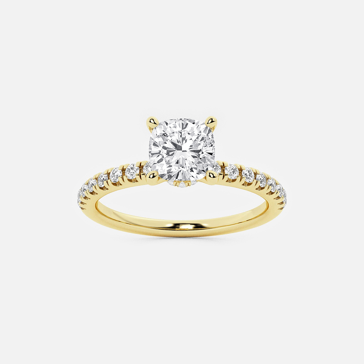 1 ctw Cushion Lab Grown Diamond Hidden Halo Engagement Ring