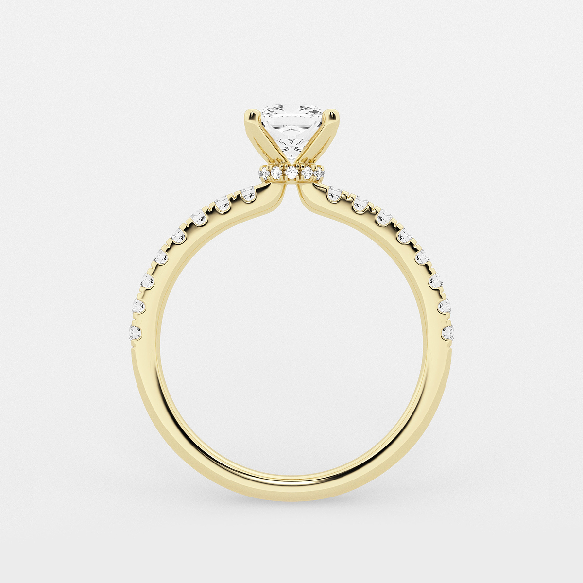 Additional Image 1 for  1 ctw Cushion Lab Grown Diamond Hidden Halo Engagement Ring