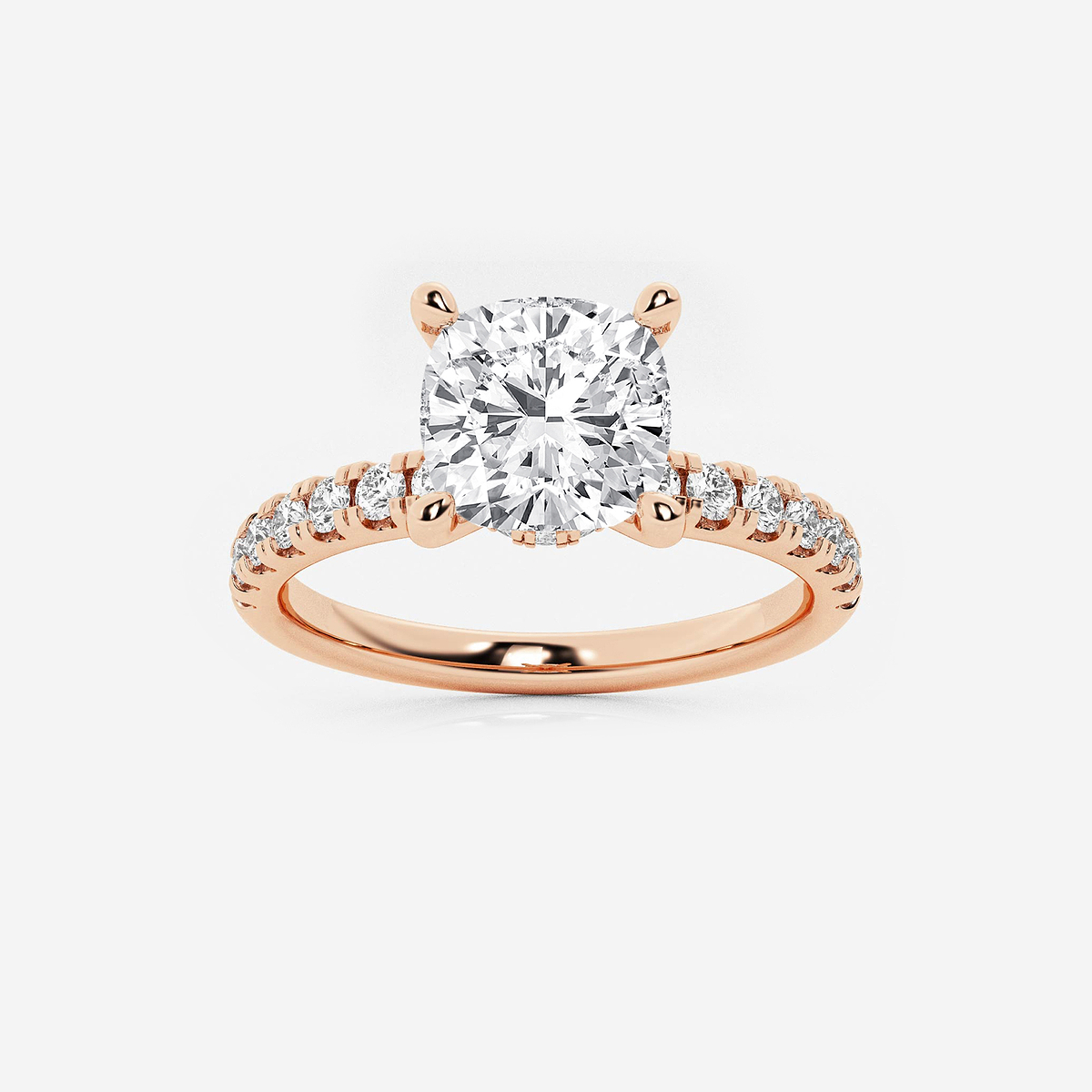 1 7/8 ctw Cushion Lab Grown Diamond Hidden Halo Engagement Ring