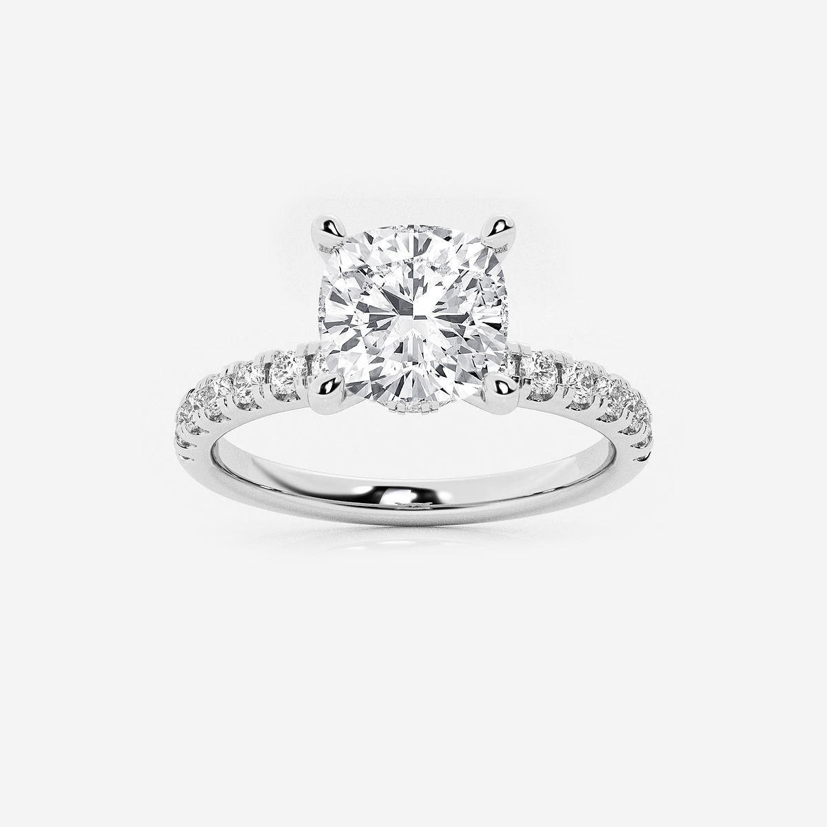 1 7/8 ctw Cushion Lab Grown Diamond Hidden Halo Engagement Ring