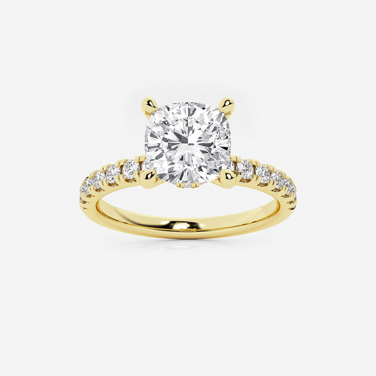 1 7/8 ctw Cushion Lab Grown Diamond Hidden Halo Engagement Ring