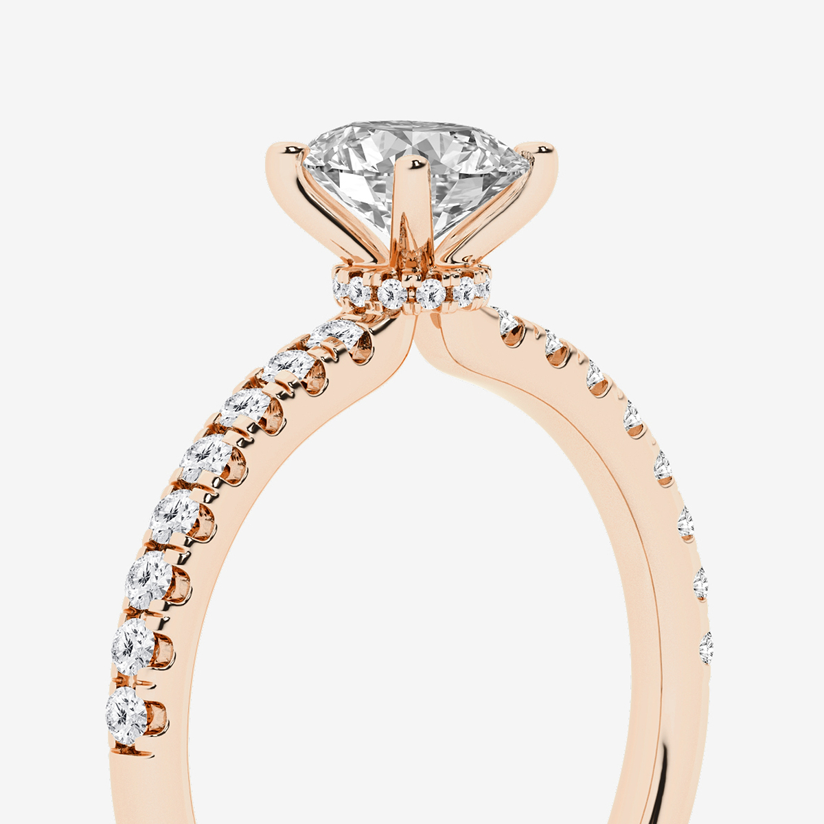 Additional Image 2 for  1 ctw Oval Lab Grown Diamond Hidden Halo Engagement Ring