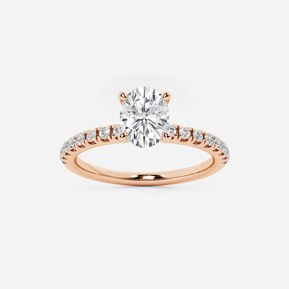 1 ctw Oval Lab Grown Diamond Hidden Halo Engagement Ring
